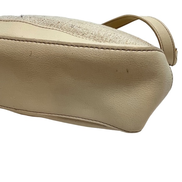 ETIENNE AIGNER Woven Cream Ivory Genuine Leather Trim Shoulder Bag Purse Handbag - Picture 7 of 16